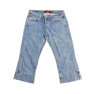 Levis Capri Jeans Juniors 9 Blue Low Slouch Stretch Cuffed Light Wash Denim